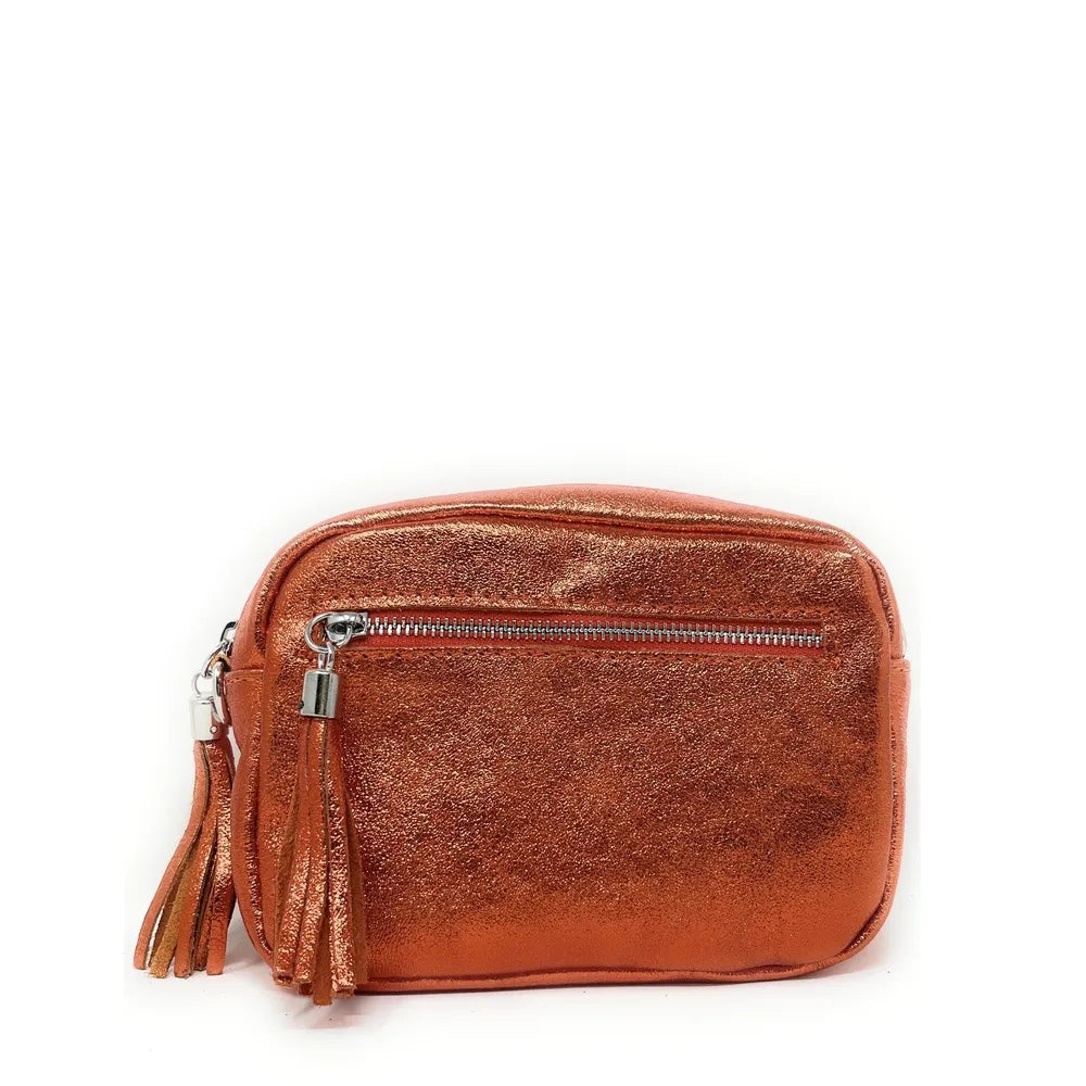 Sac trotteur à bandoulière en cuir irisé LITTLE SEVILLE Orange irisé