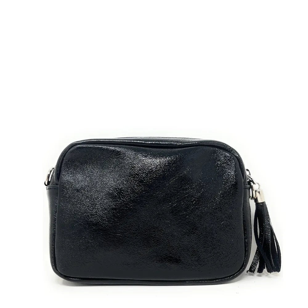 Sac trotteur à bandoulière en cuir irisé LITTLE SEVILLE Noir irisé