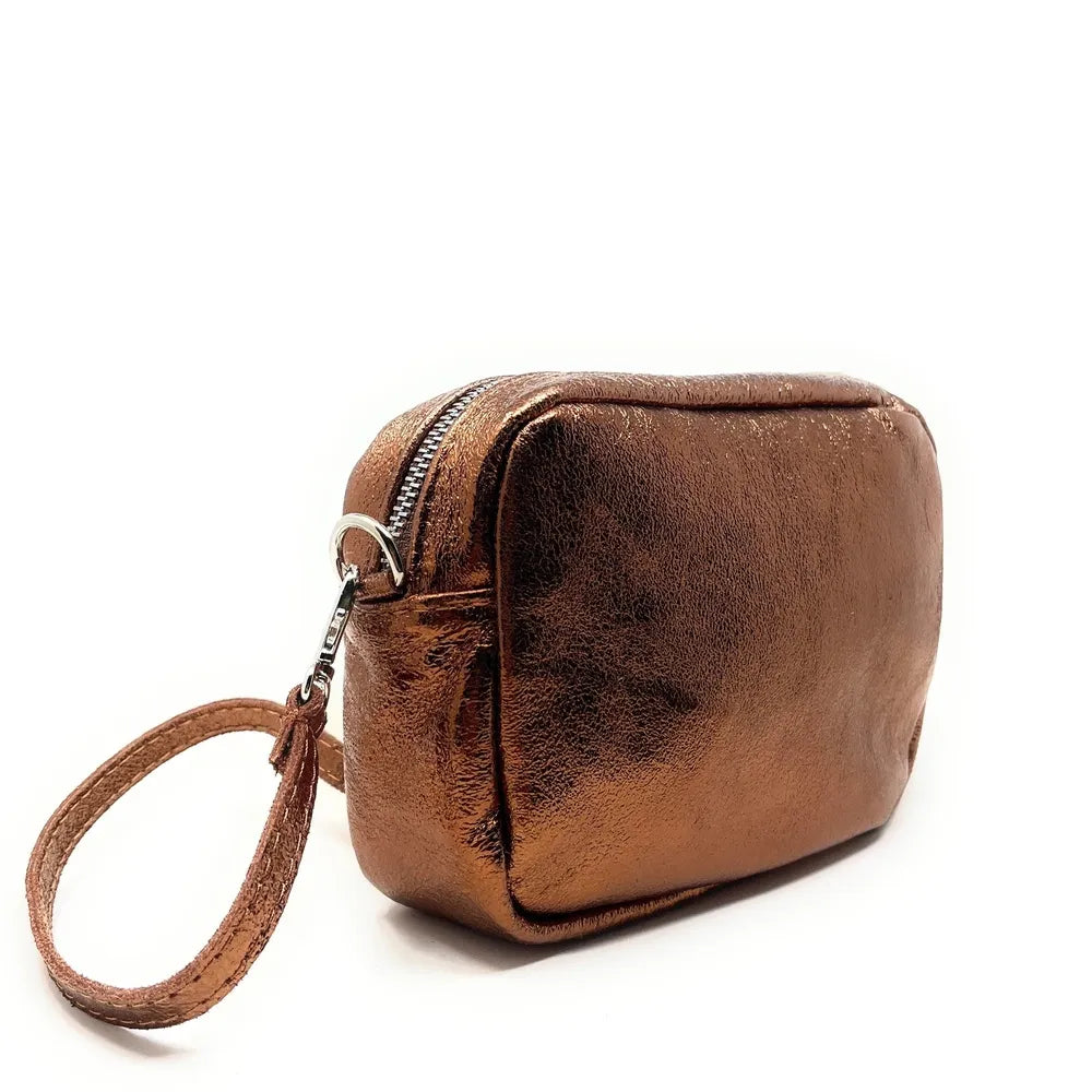 Sac trotteur à bandoulière en cuir irisé LITTLE SEVILLE Bronze