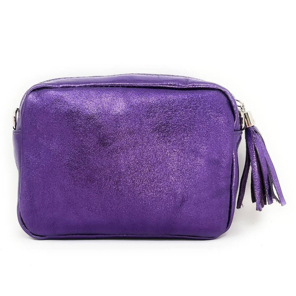 Sac trotteur à bandoulière en cuir irisé LITTLE SEVILLE Améthyste