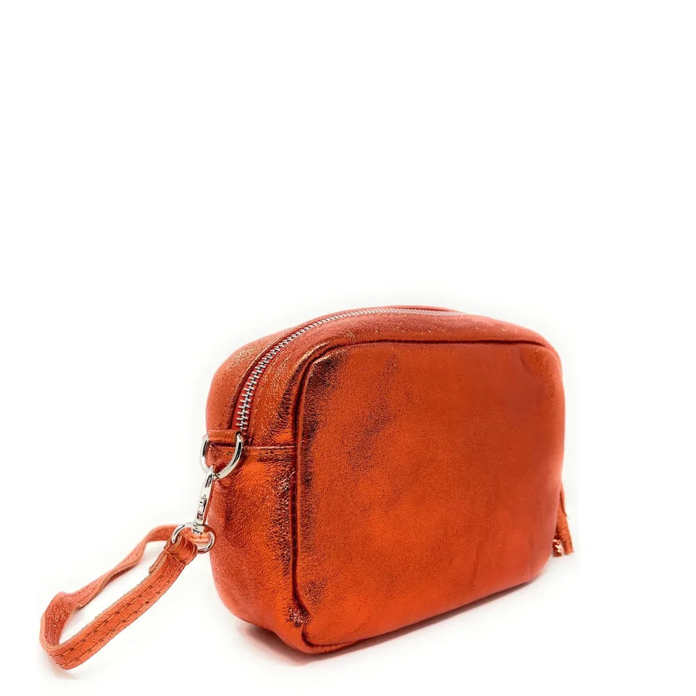 Sac trotteur à bandoulière en cuir irisé LITTLE SEVILLE Orange irisé