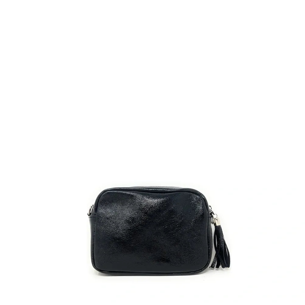 Sac trotteur à bandoulière en cuir irisé LITTLE SEVILLE Noir irisé