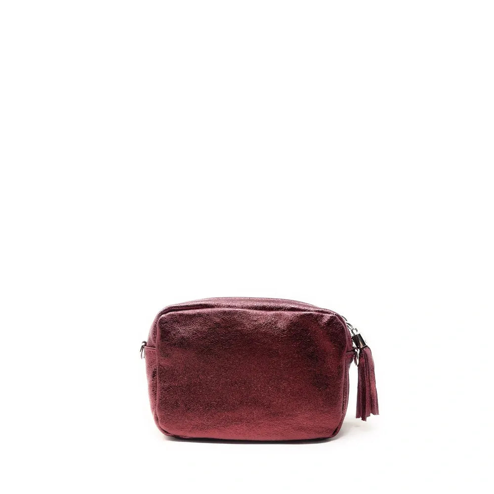 Sac trotteur à bandoulière en cuir irisé LITTLE SEVILLE Framboise irisé