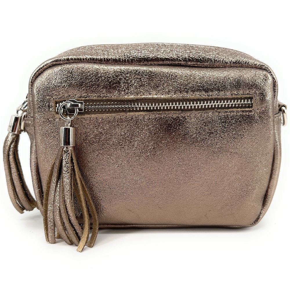 Sac trotteur à bandoulière en cuir irisé LITTLE SEVILLE Champagne irisé