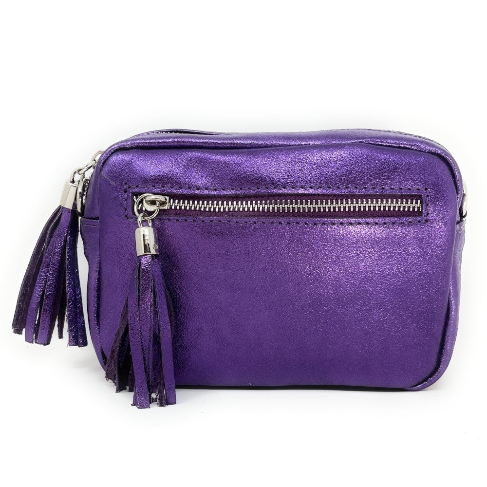 Sac trotteur à bandoulière en cuir irisé LITTLE SEVILLE Améthyste