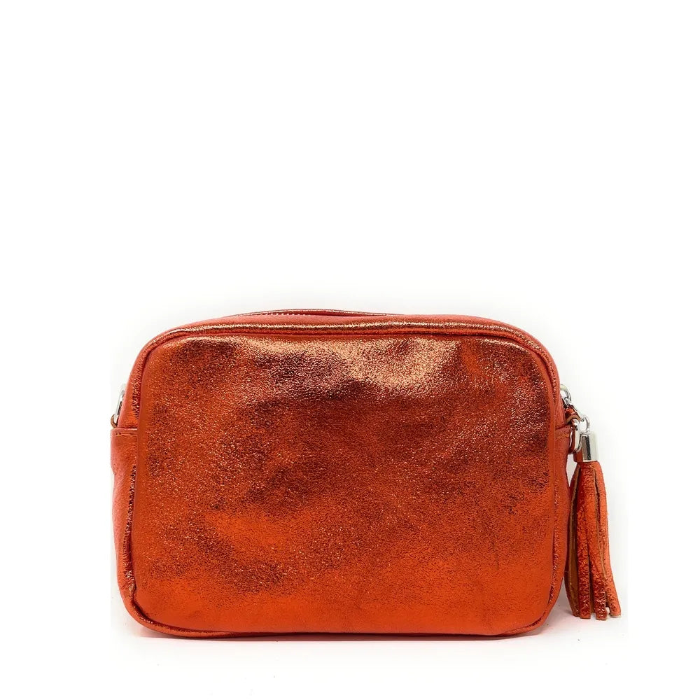 Sac trotteur à bandoulière en cuir irisé LITTLE SEVILLE Orange irisé