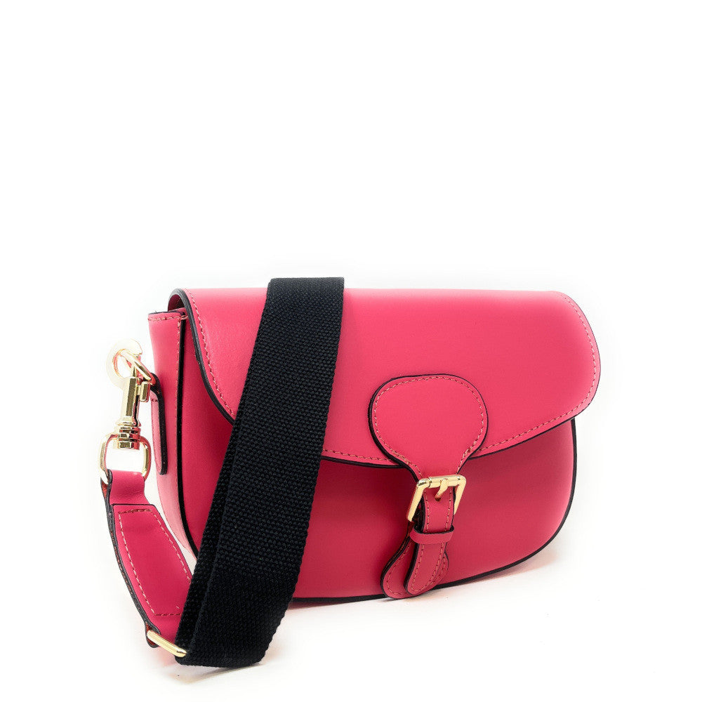 Sac trotteur à bandoulière en cuir lisse MADDY Rose corail