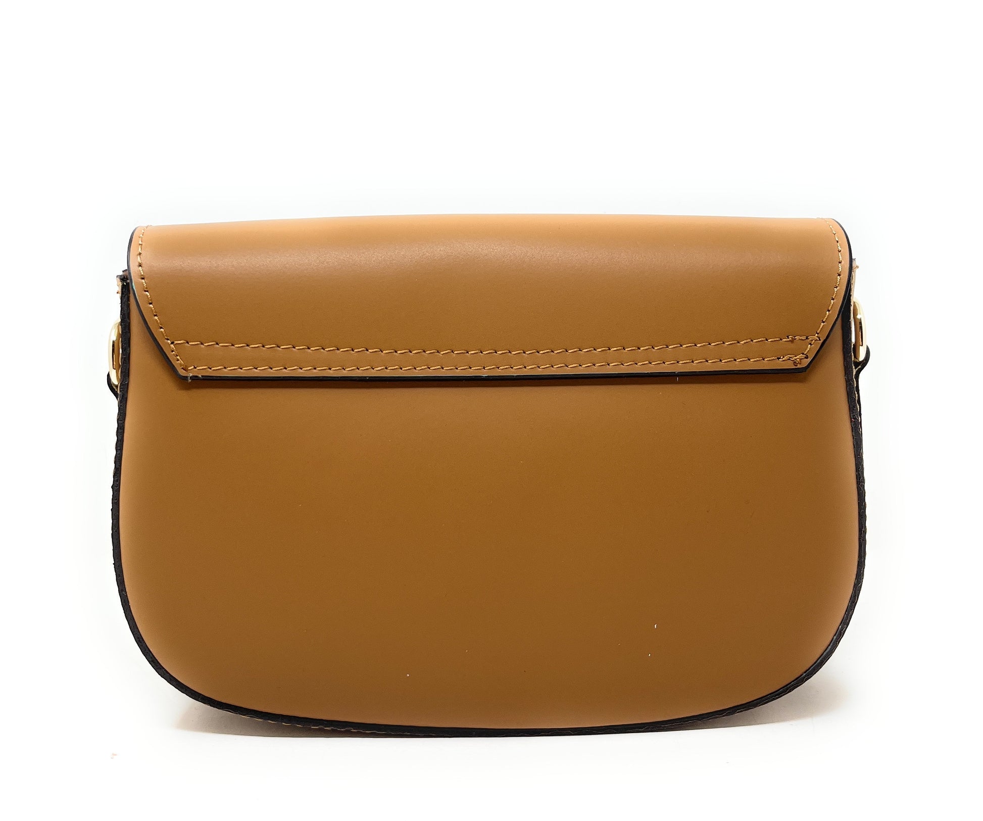 Sac trotteur à bandoulière en cuir lisse MADDY Camel foncé