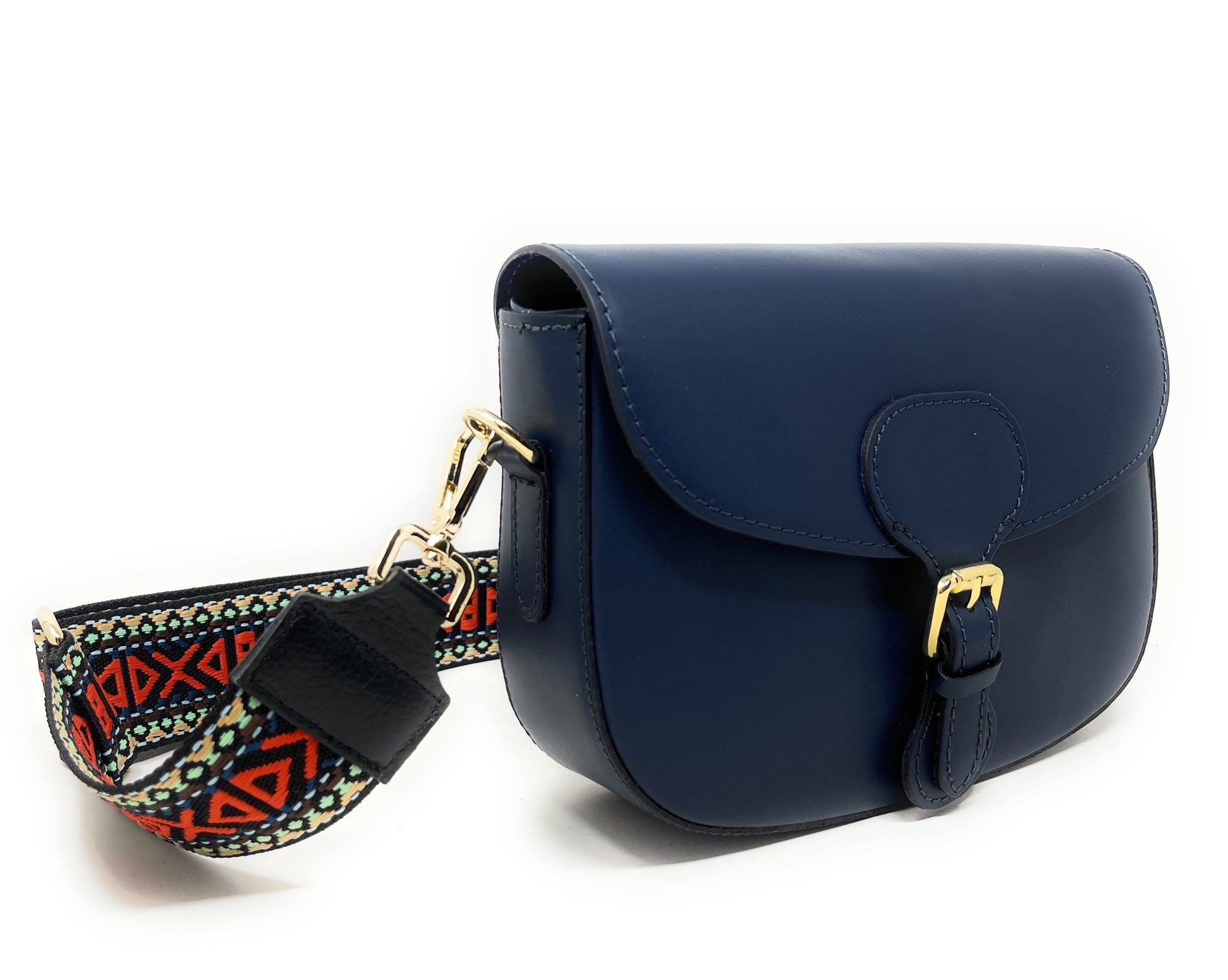 Sac trotteur à bandoulière en cuir lisse MADDY Bleu marine
