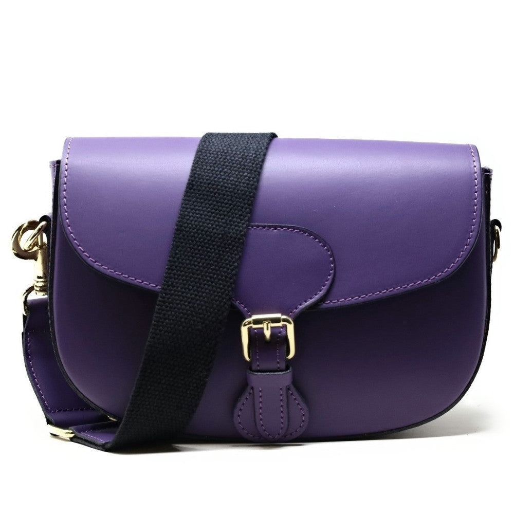 Sac trotteur à bandoulière en cuir lisse MADDY Violet