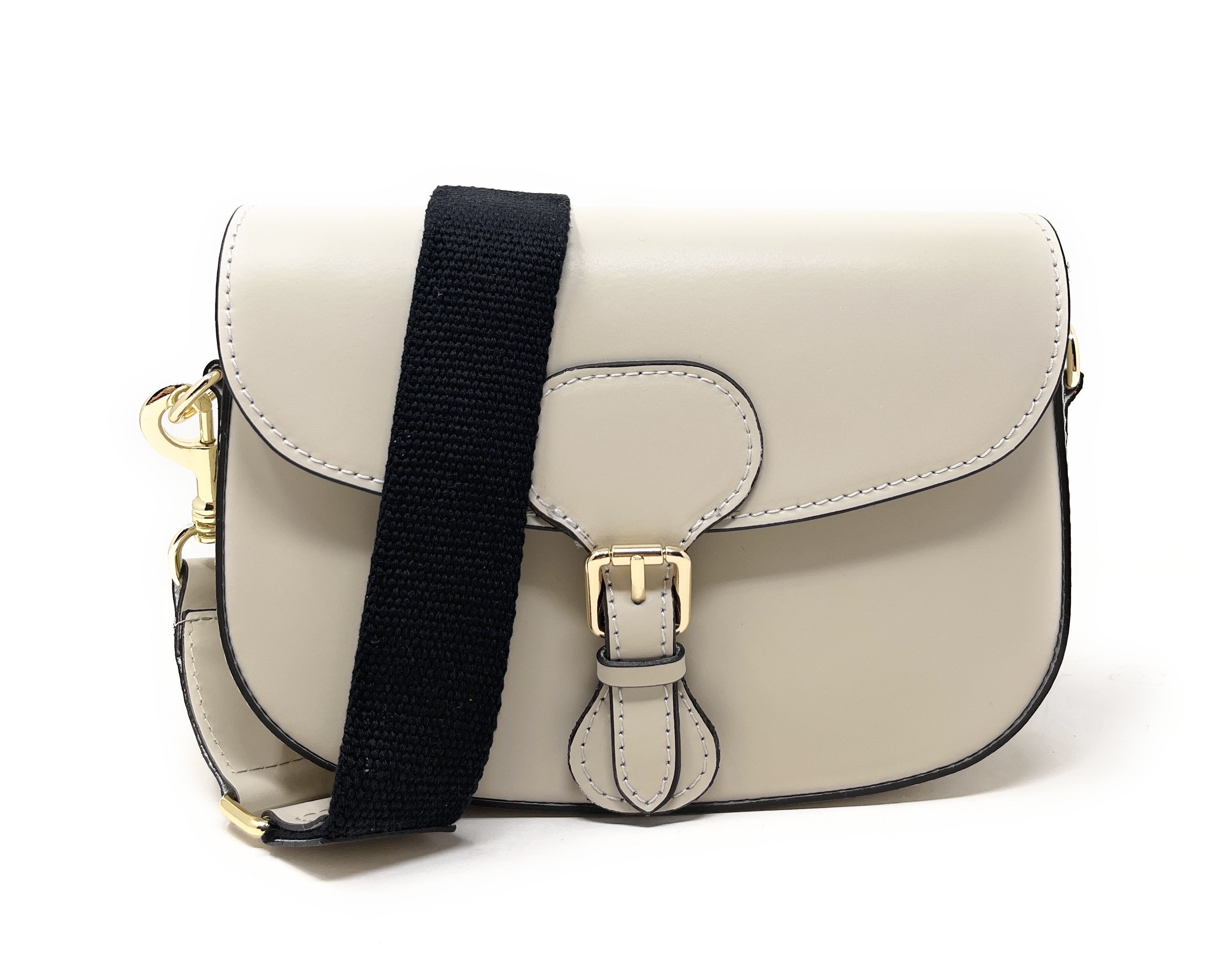 Sac trotteur à bandoulière en cuir lisse MADDY Taupe clair