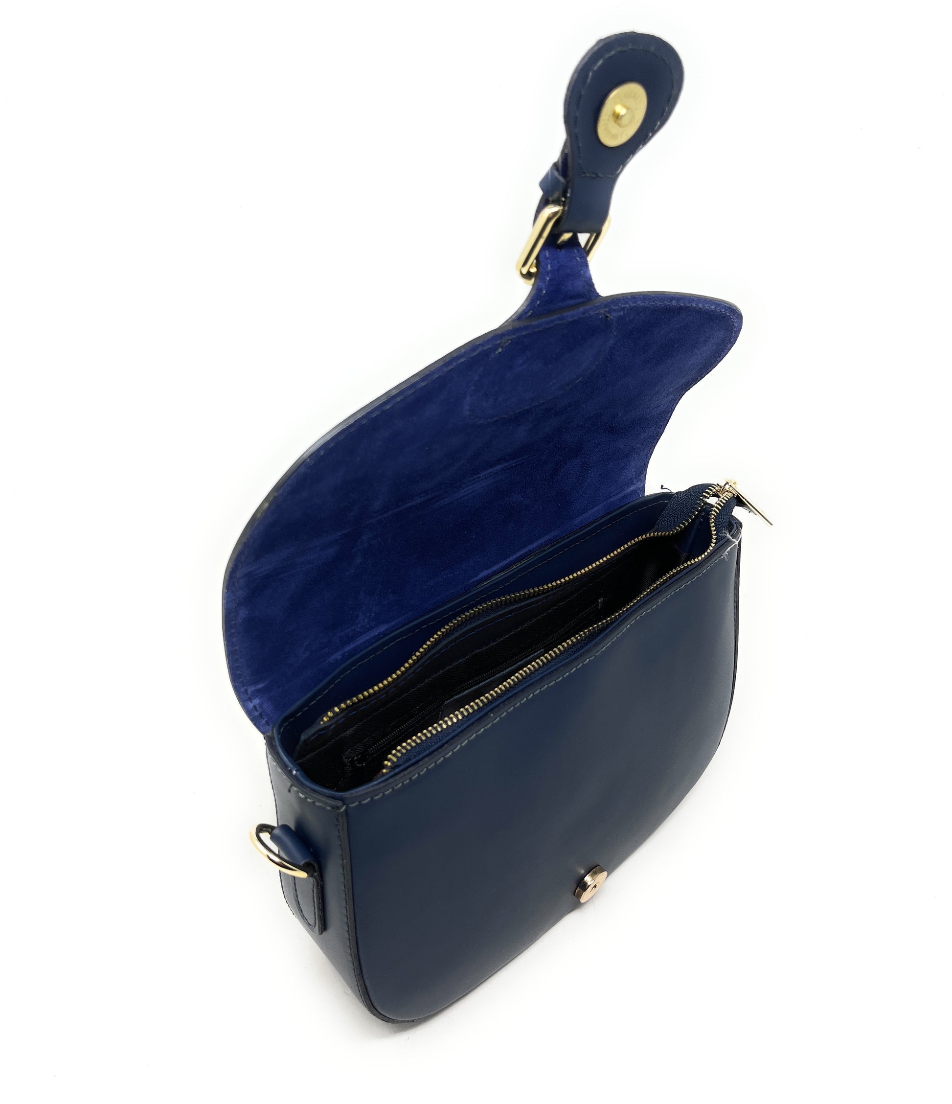 Sac trotteur à bandoulière en cuir lisse MADDY Bleu marine