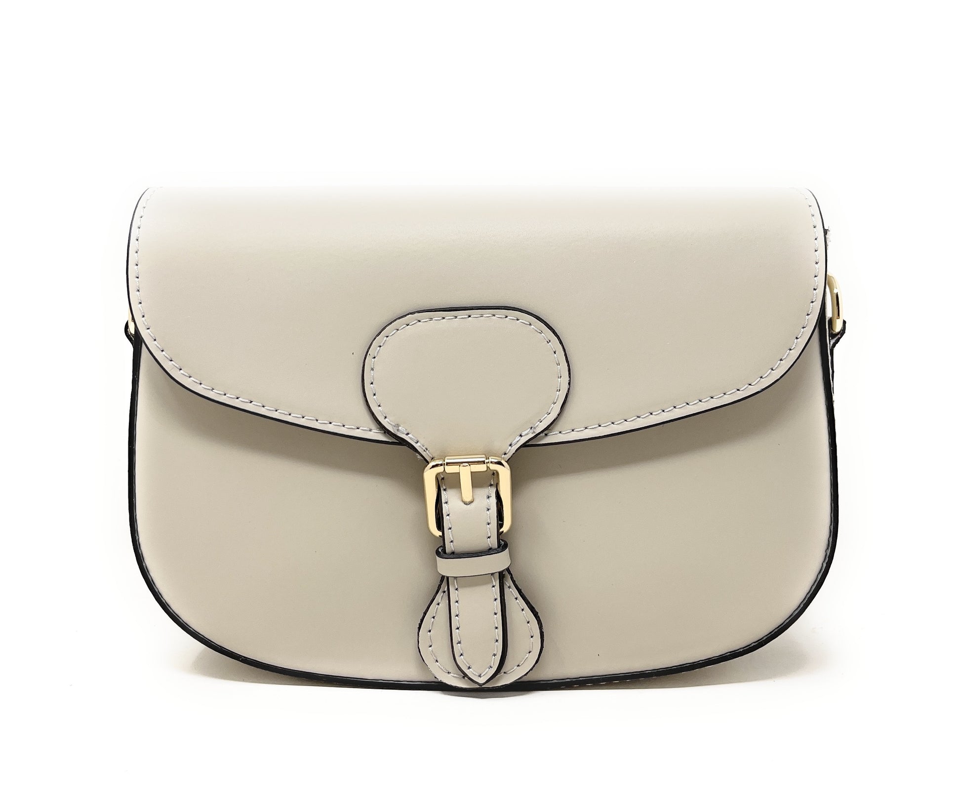 Sac trotteur à bandoulière en cuir lisse MADDY Taupe clair