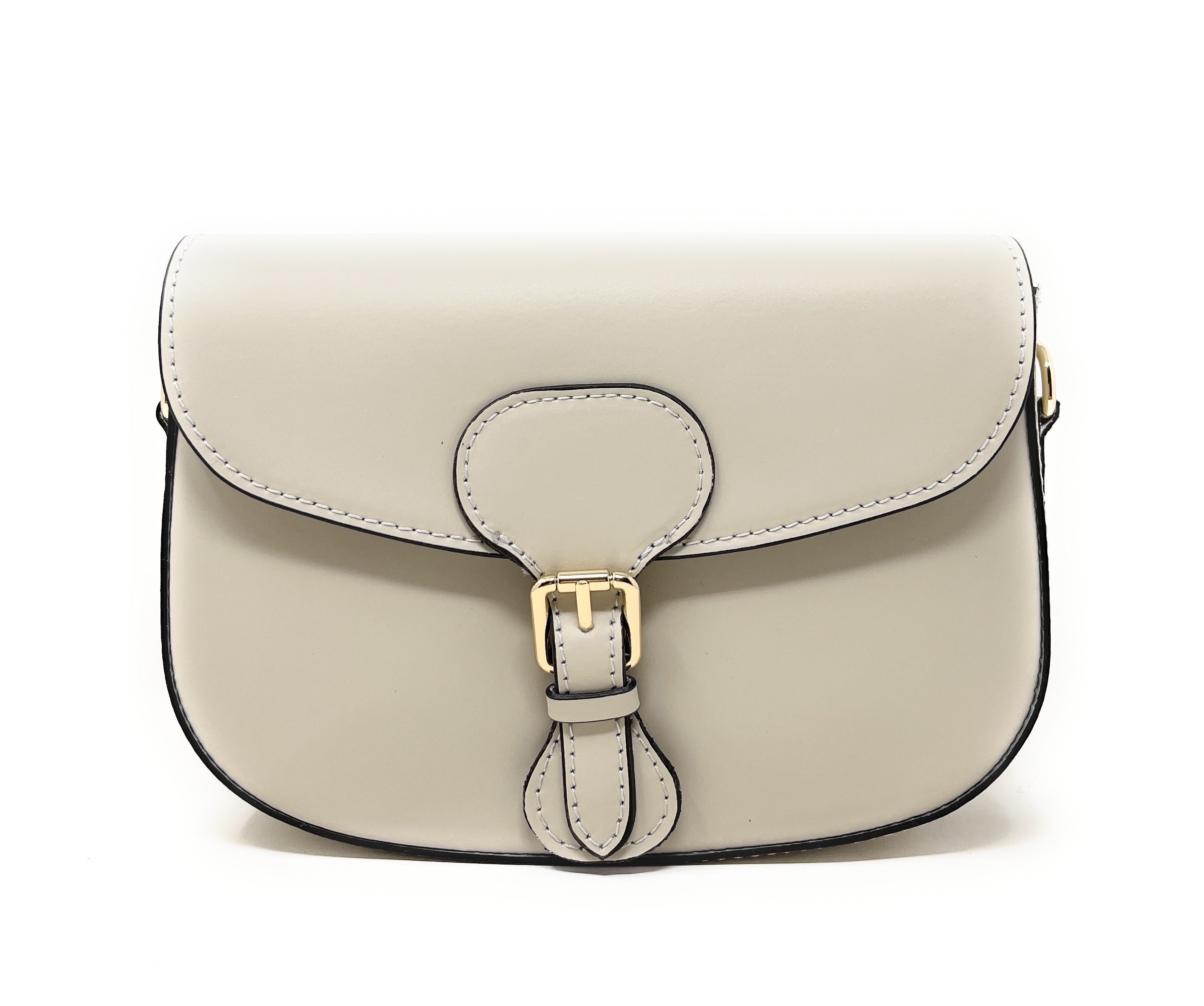 Sac trotteur à bandoulière en cuir lisse MADDY Taupe clair