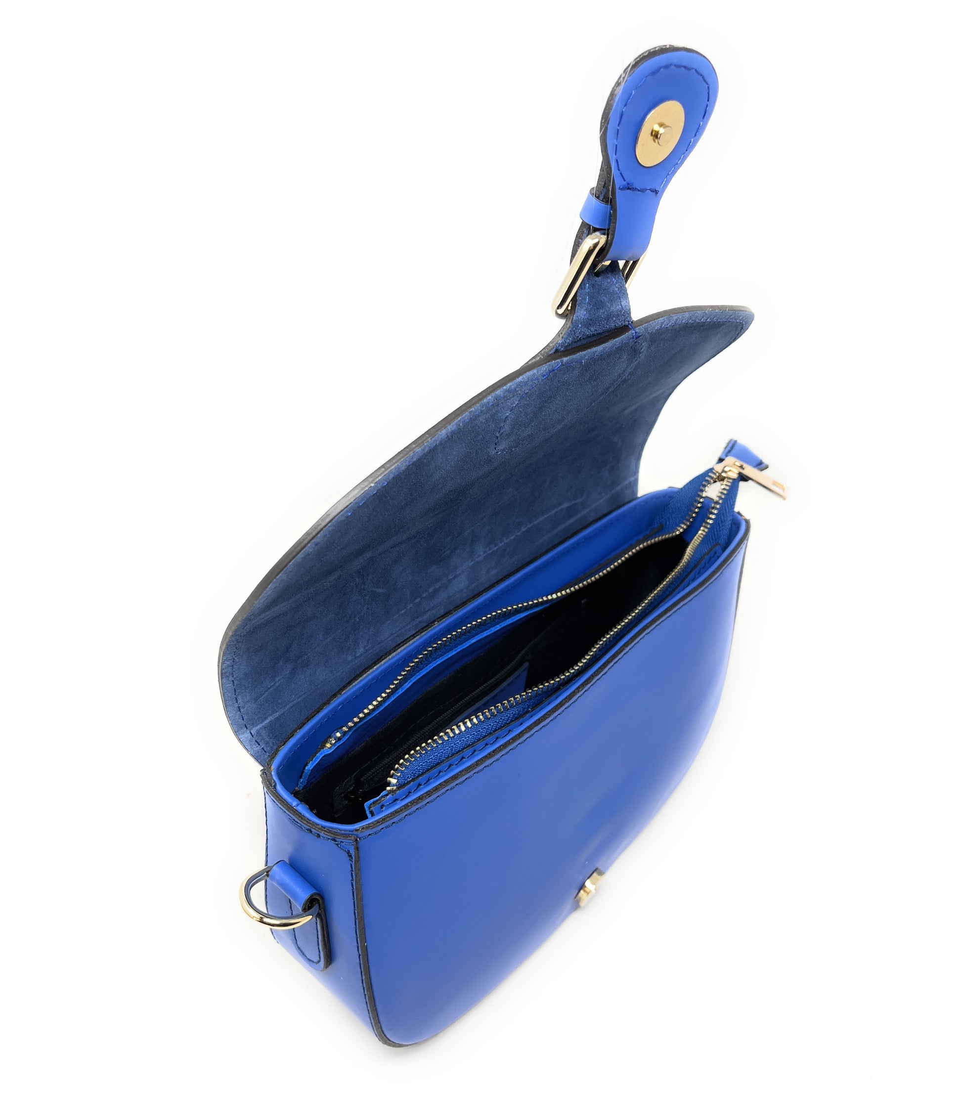 Sac trotteur à bandoulière en cuir lisse MADDY Bleu