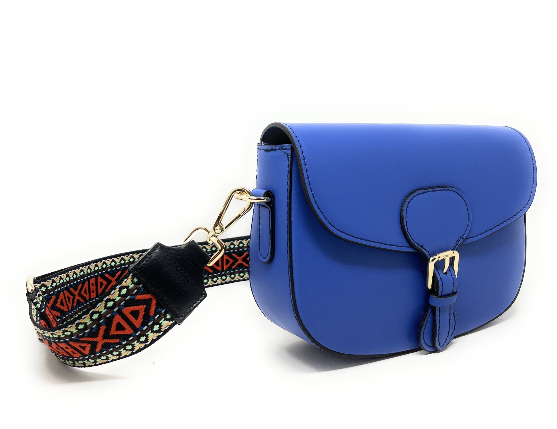 Sac trotteur à bandoulière en cuir lisse MADDY Bleu