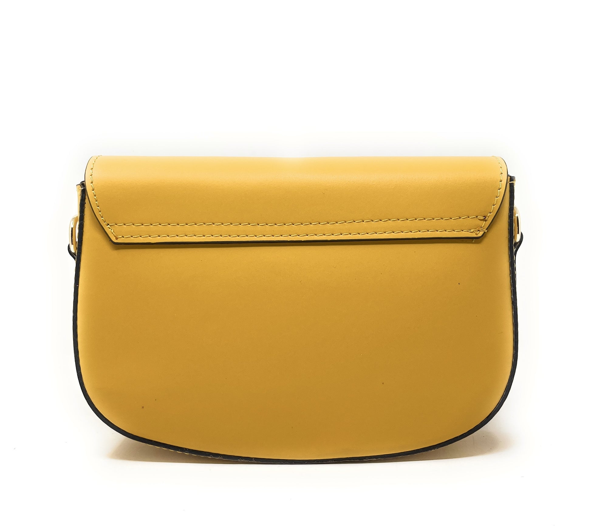 Sac trotteur à bandoulière en cuir lisse MADDY Jaune Moutarde