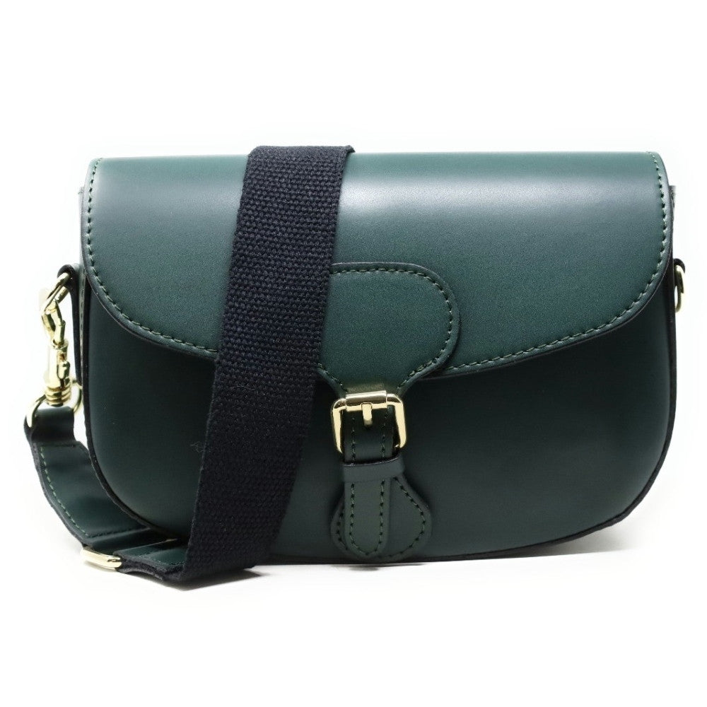 Sac trotteur à bandoulière en cuir lisse MADDY Vert forêt