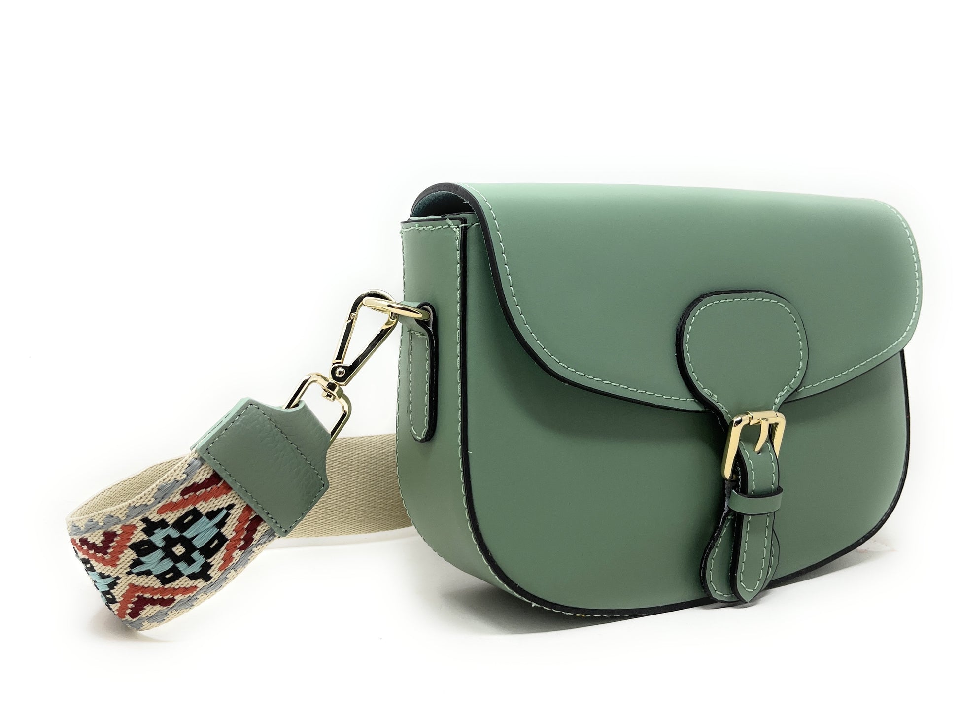 Sac trotteur à bandoulière en cuir lisse MADDY Vert pastel