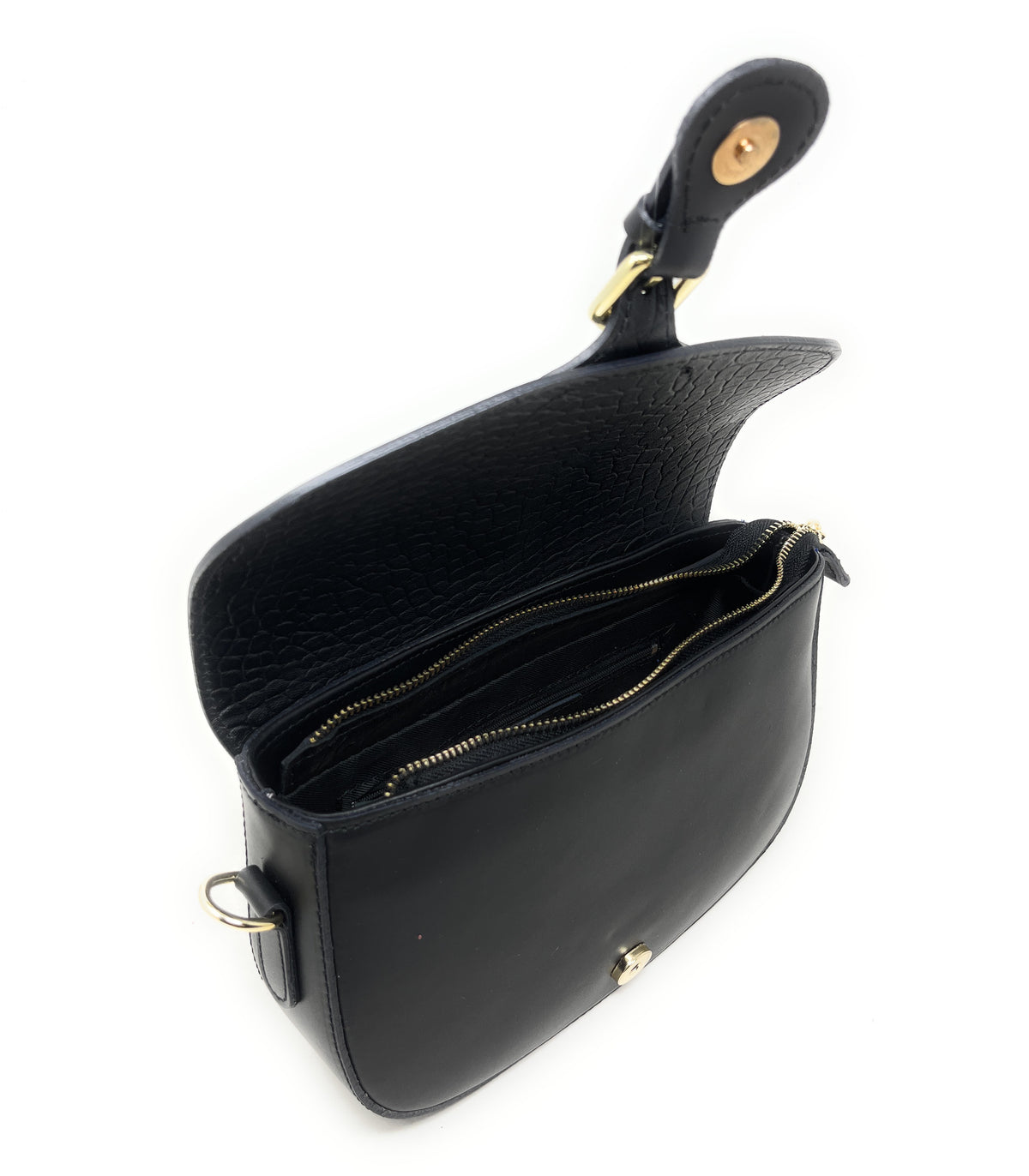 Sac trotteur à bandoulière en cuir lisse MADDY Noir