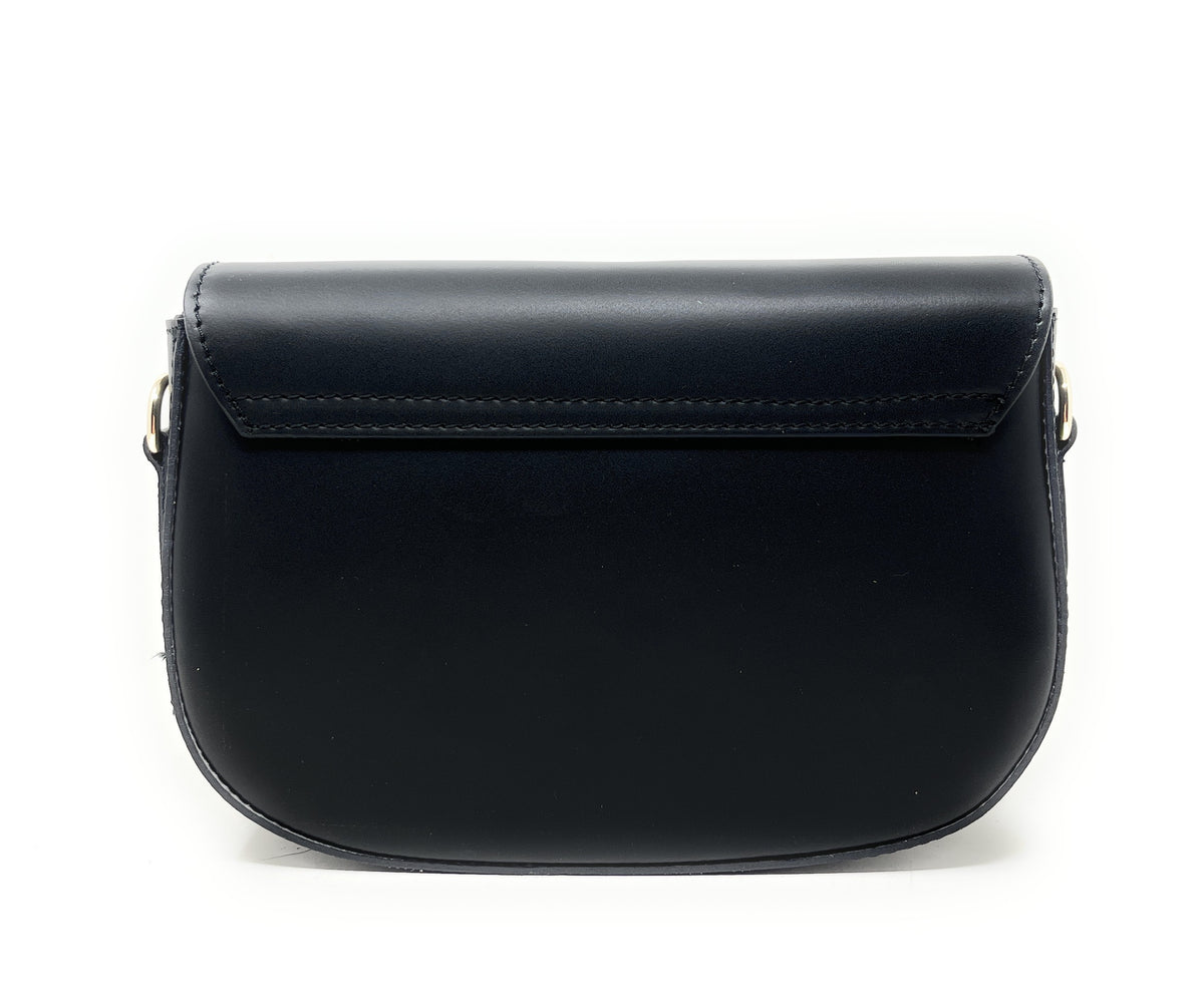 Sac trotteur à bandoulière en cuir lisse MADDY Noir