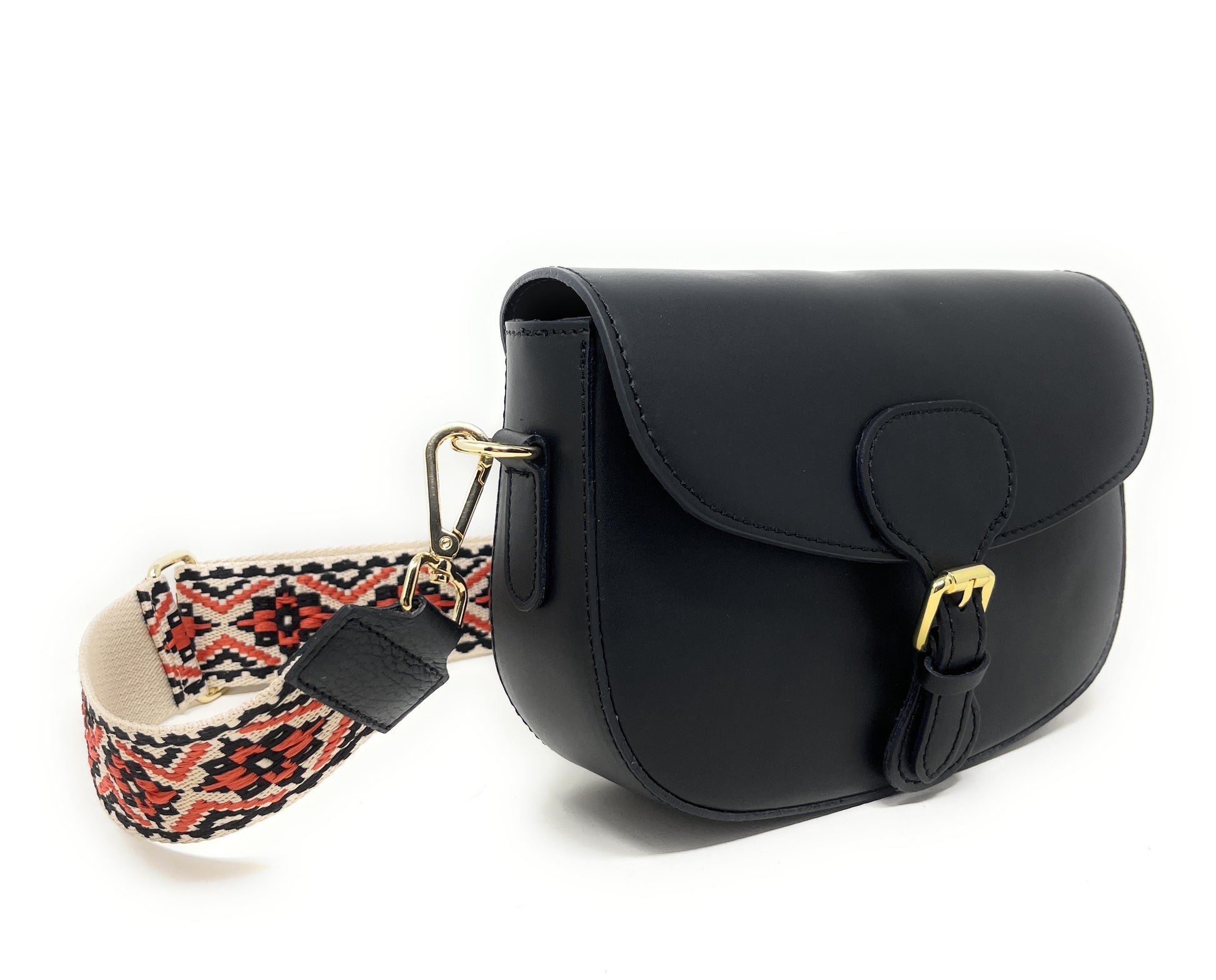 Sac trotteur à bandoulière en cuir lisse MADDY Noir