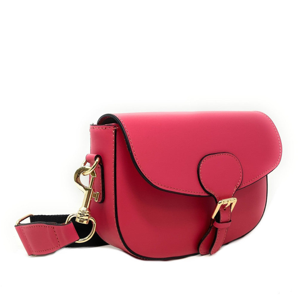 Sac trotteur à bandoulière en cuir lisse MADDY Rose corail