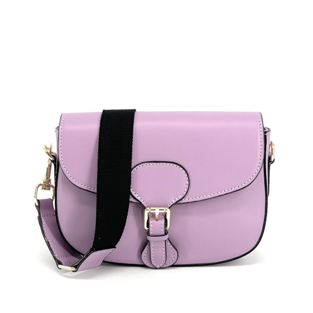 Sac trotteur à bandoulière en cuir lisse MADDY Mauve