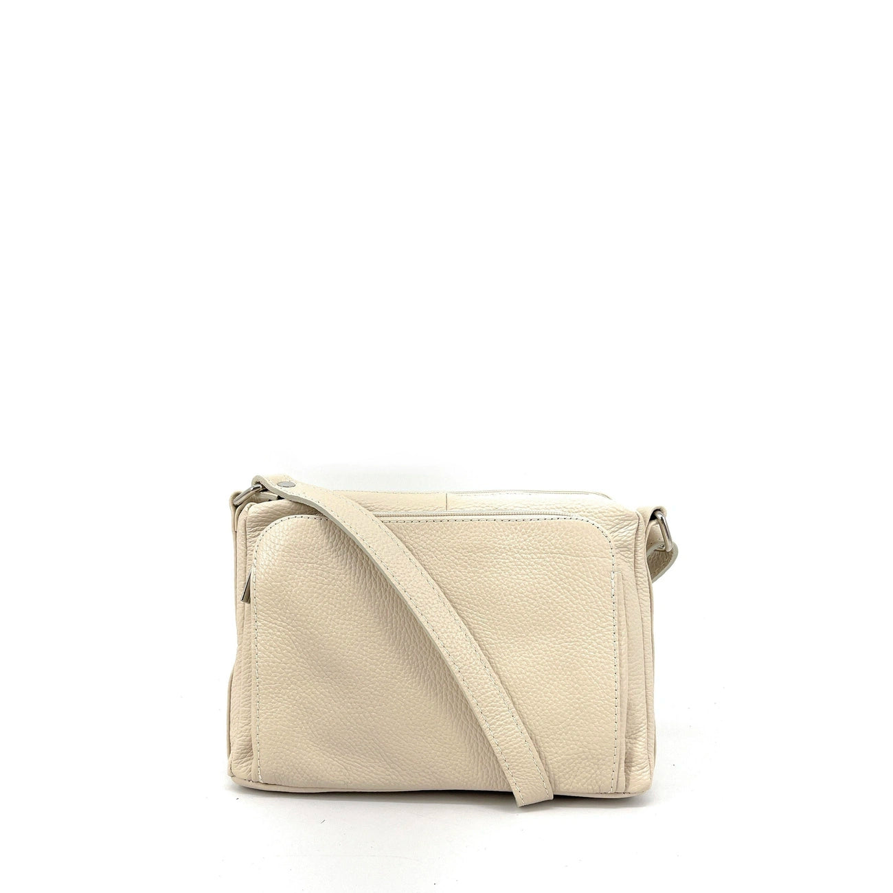 Sac trotteur à bandoulière en cuir grainé MANHATTAN Beige crème
