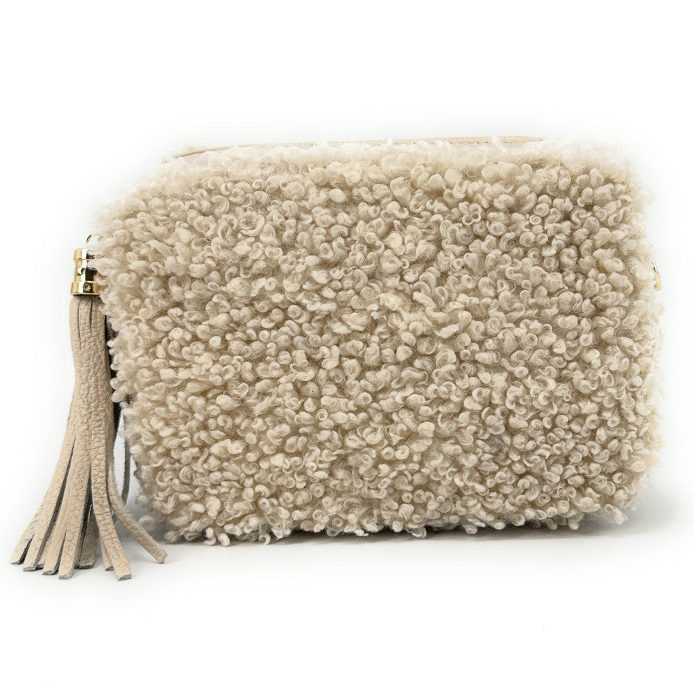 Sac trotteur en cuir et peluche SEVILLE PILOU Beige crème