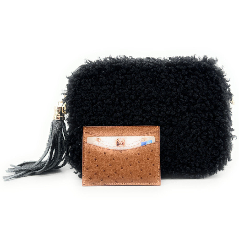Sac trotteur en cuir et peluche SEVILLE PILOU Noir