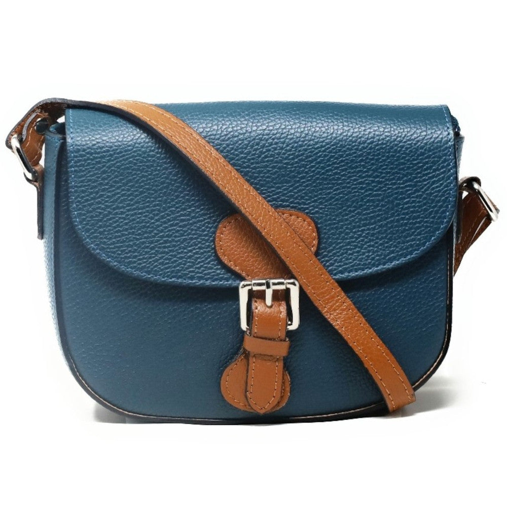 Sac trotteur en cuir grainé INA SCOT Bleu vert canard