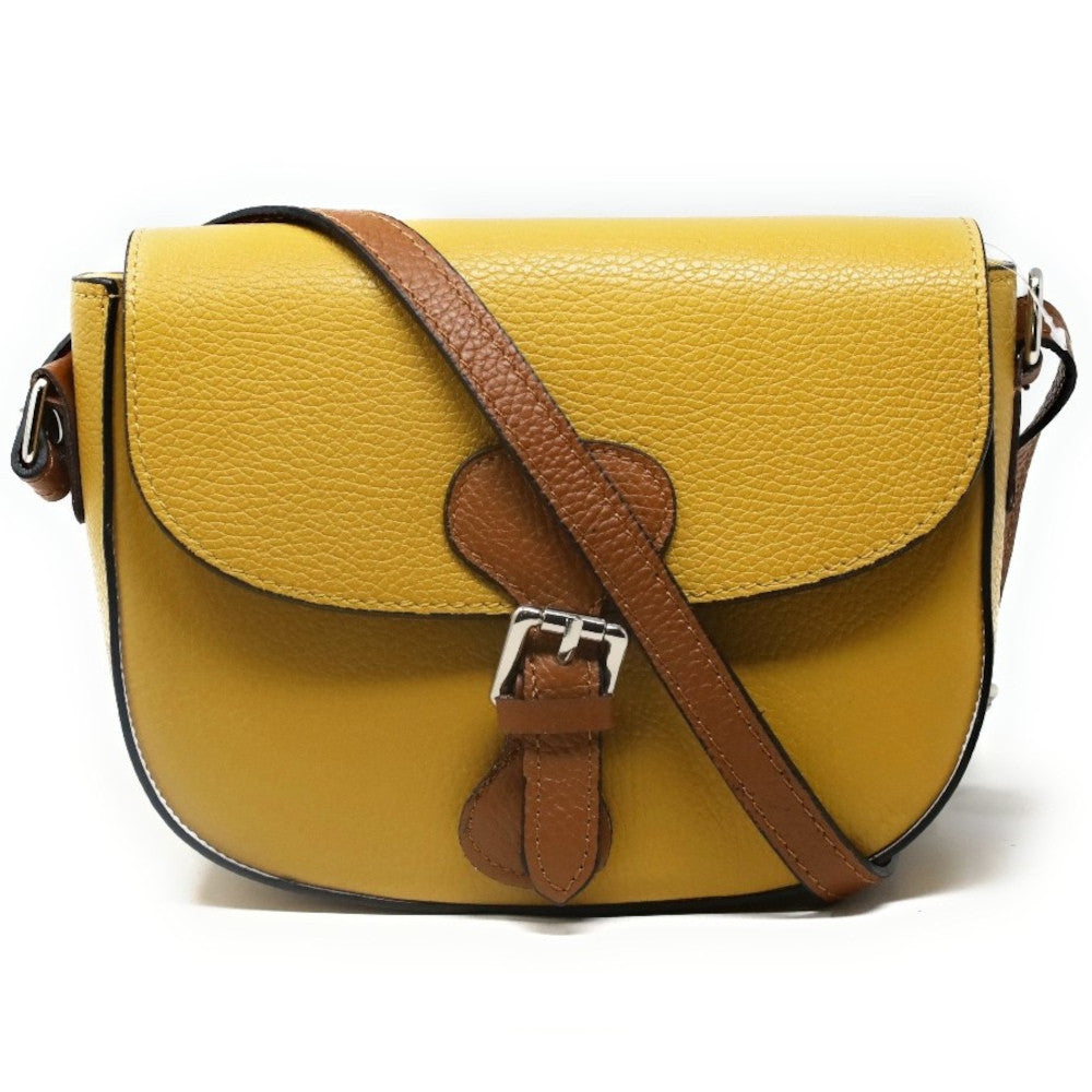 Sac trotteur en cuir grainé INA SCOT Jaune Moutarde