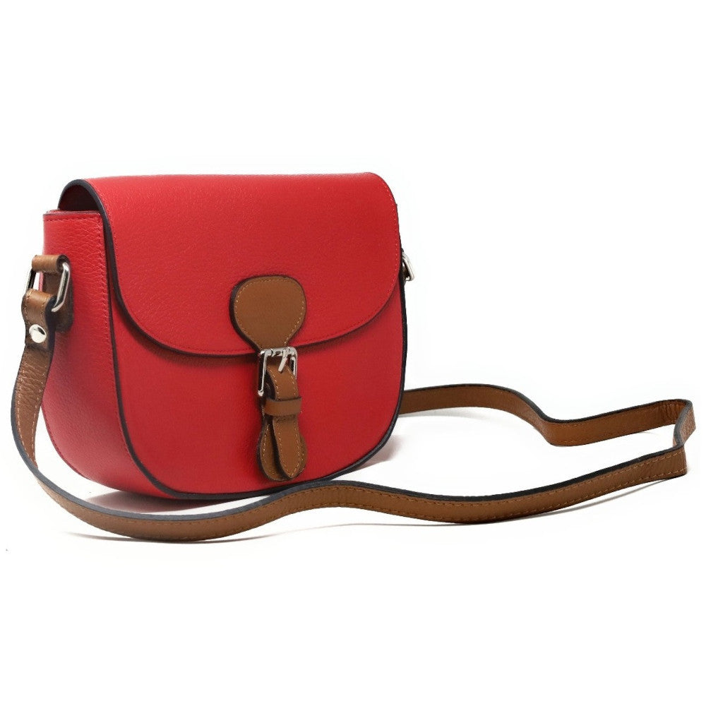 Sac trotteur en cuir grainé INA SCOT Rouge coquelicot