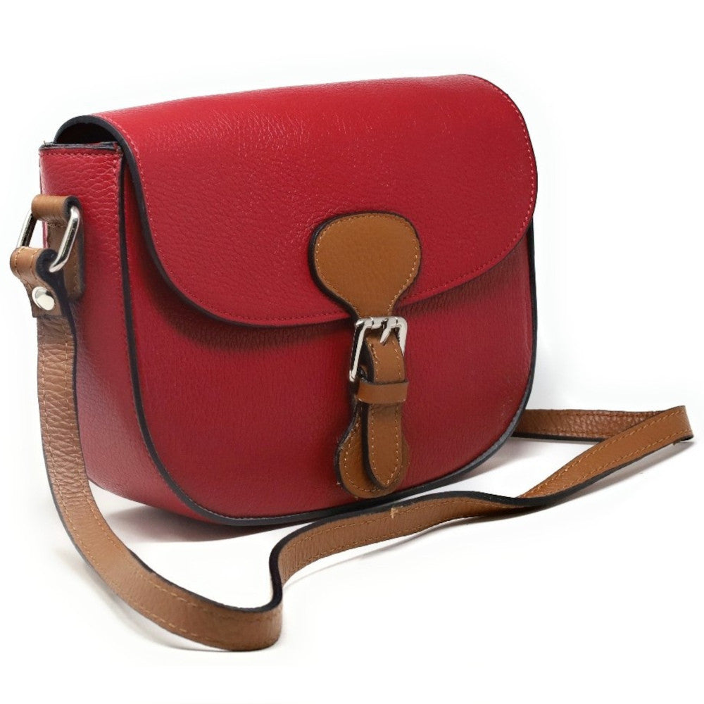 Sac trotteur en cuir grainé INA SCOT Rouge magenta