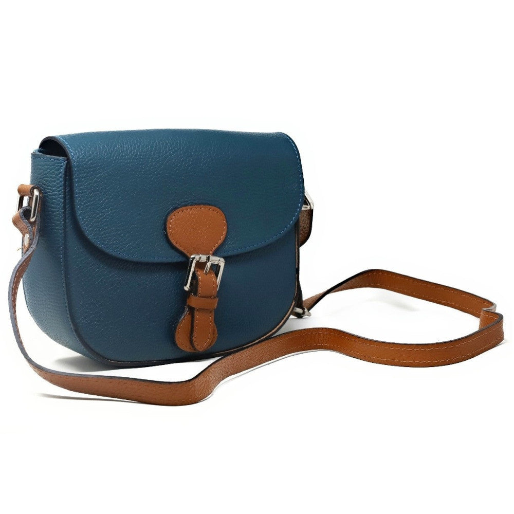 Sac trotteur en cuir grainé INA SCOT Bleu vert canard