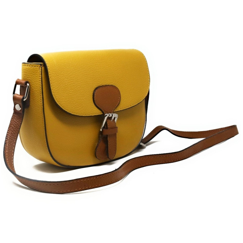 Sac trotteur en cuir grainé INA SCOT Jaune Moutarde