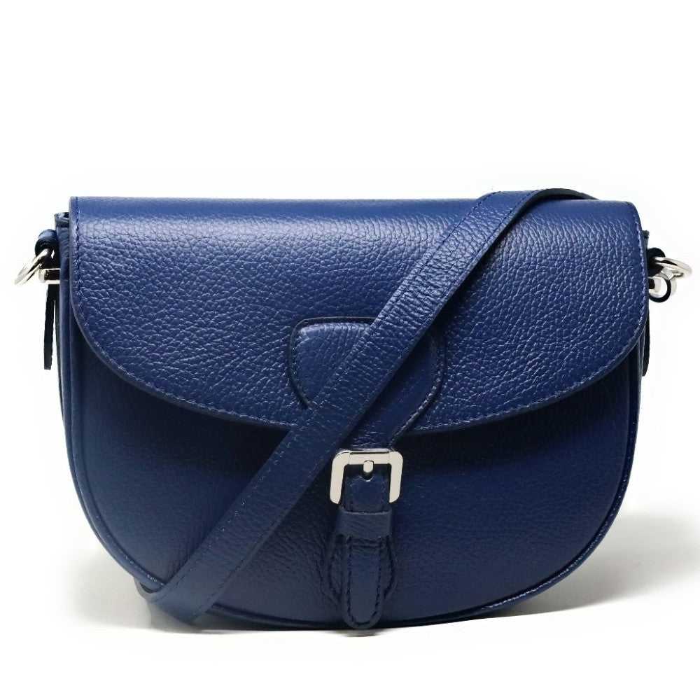 Sac trotteur en cuir grainé MASINA Bleu denim
