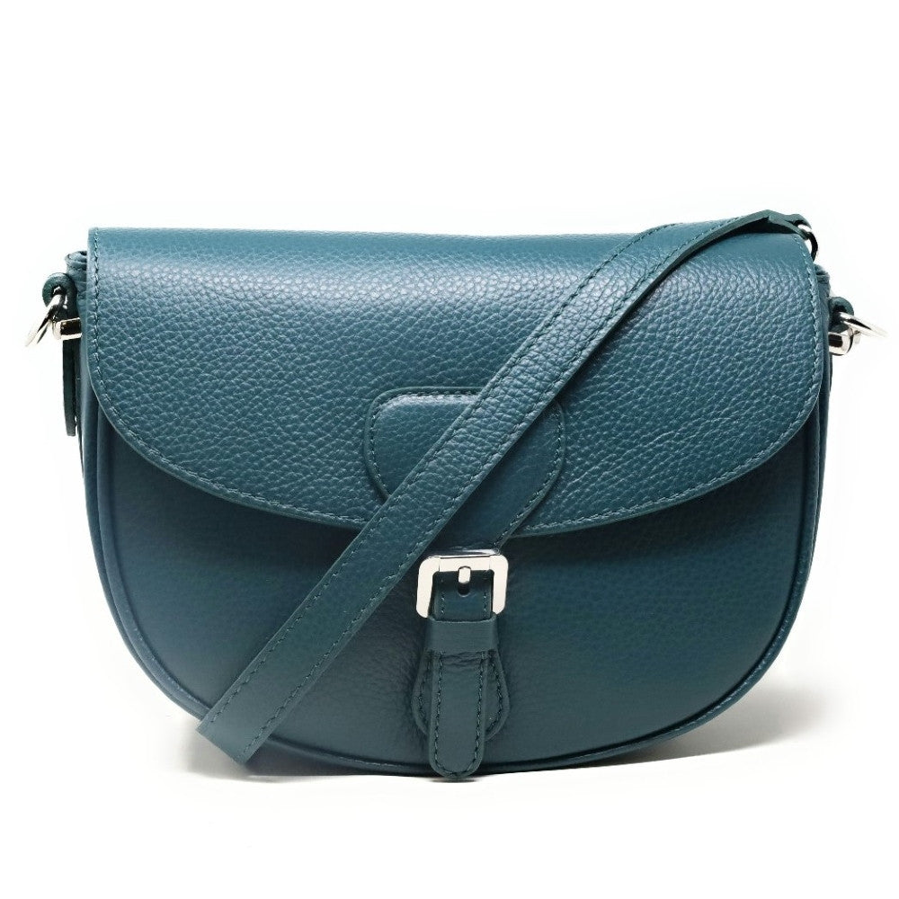 Sac trotteur en cuir grainé MASINA Bleu vert canard