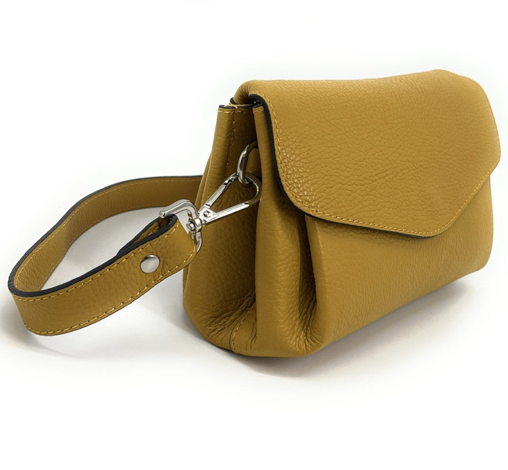 Sac trotteur en cuir grainé ORIGAMI Jaune Moutarde