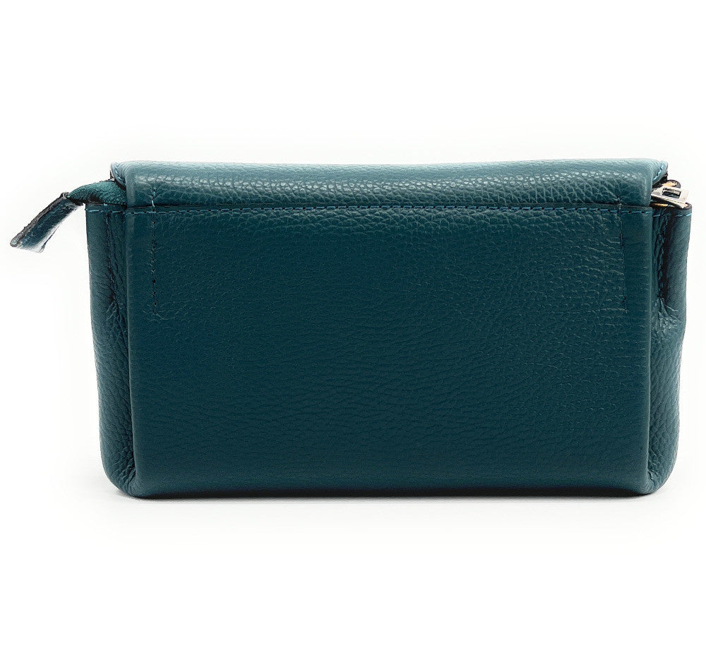Sac trotteur en cuir grainé ORIGAMI Bleu vert canard
