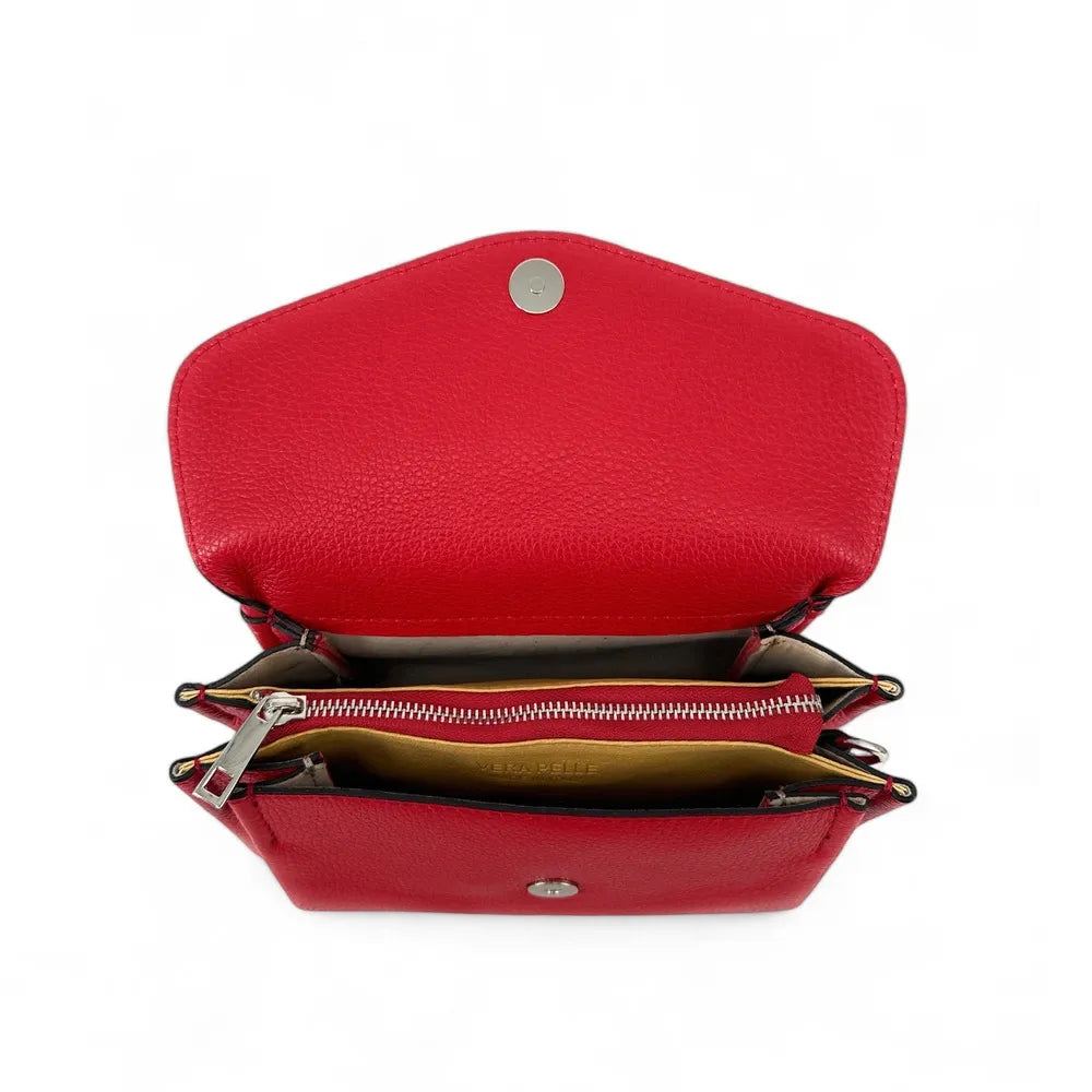 Sac trotteur en cuir grainé ORIGAMI Rouge garance