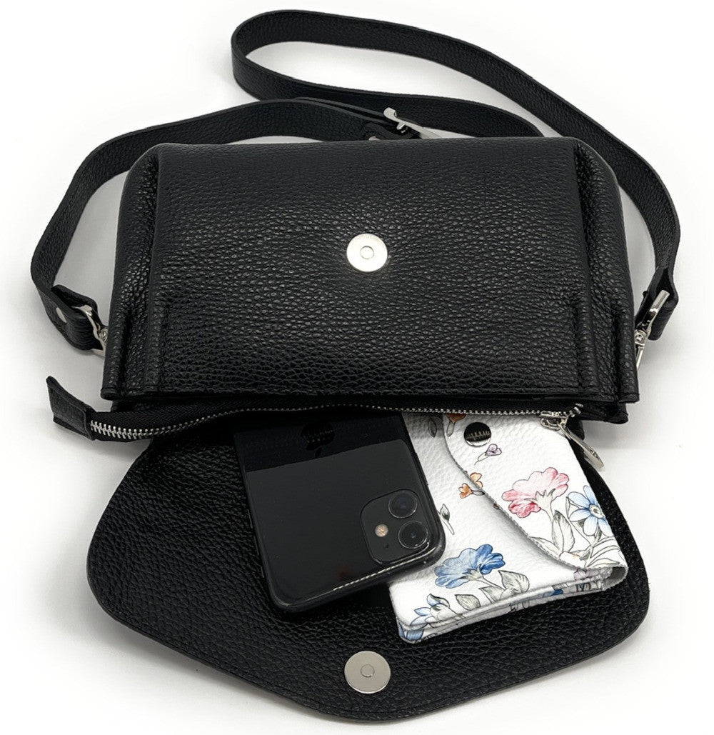 Sac trotteur en cuir grainé ORIGAMI Noir