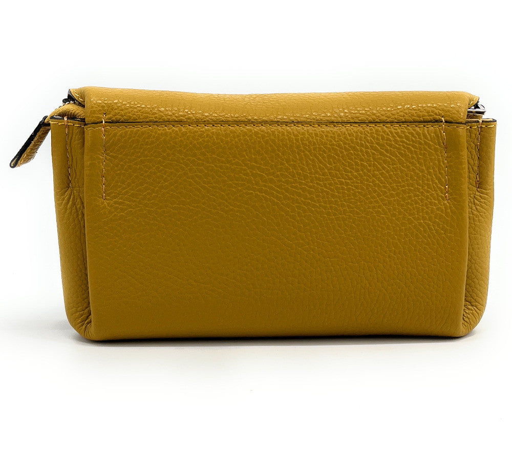 Sac trotteur en cuir grainé ORIGAMI Jaune Moutarde