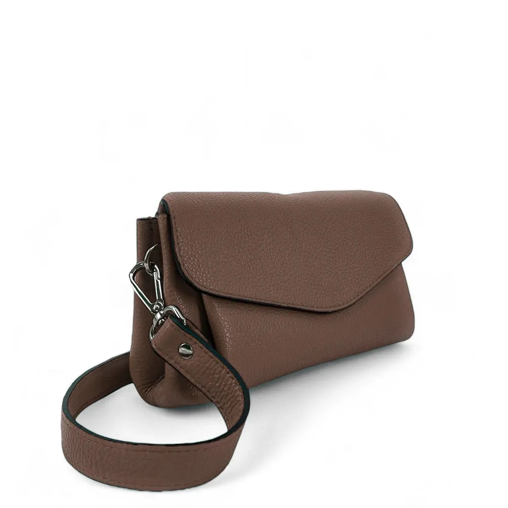 Sac trotteur en cuir grainé ORIGAMI Taupe foncé