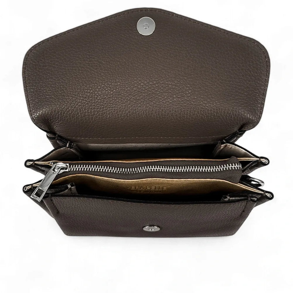 Sac trotteur en cuir grainé ORIGAMI Chocolat