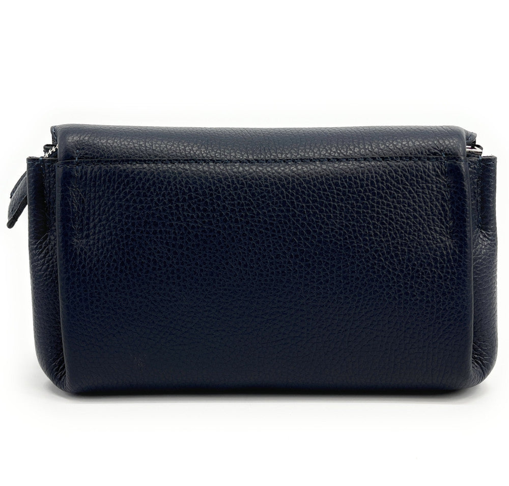 Sac trotteur en cuir grainé ORIGAMI Bleu marine