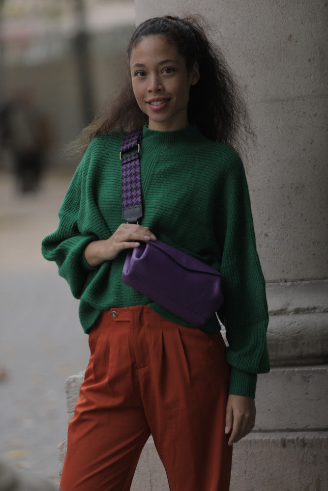 Sac trotteur en cuir grainé ORIGAMI Violet