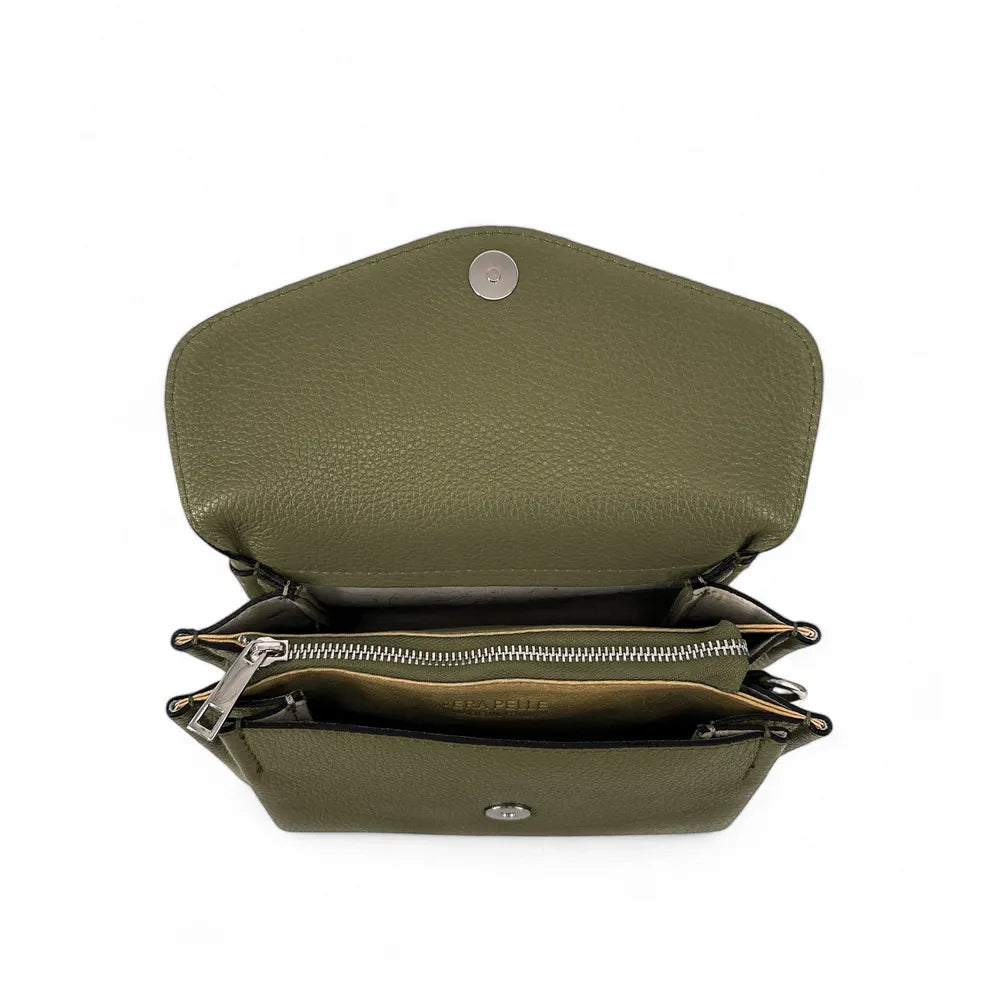 Sac trotteur en cuir grainé ORIGAMI Kaki