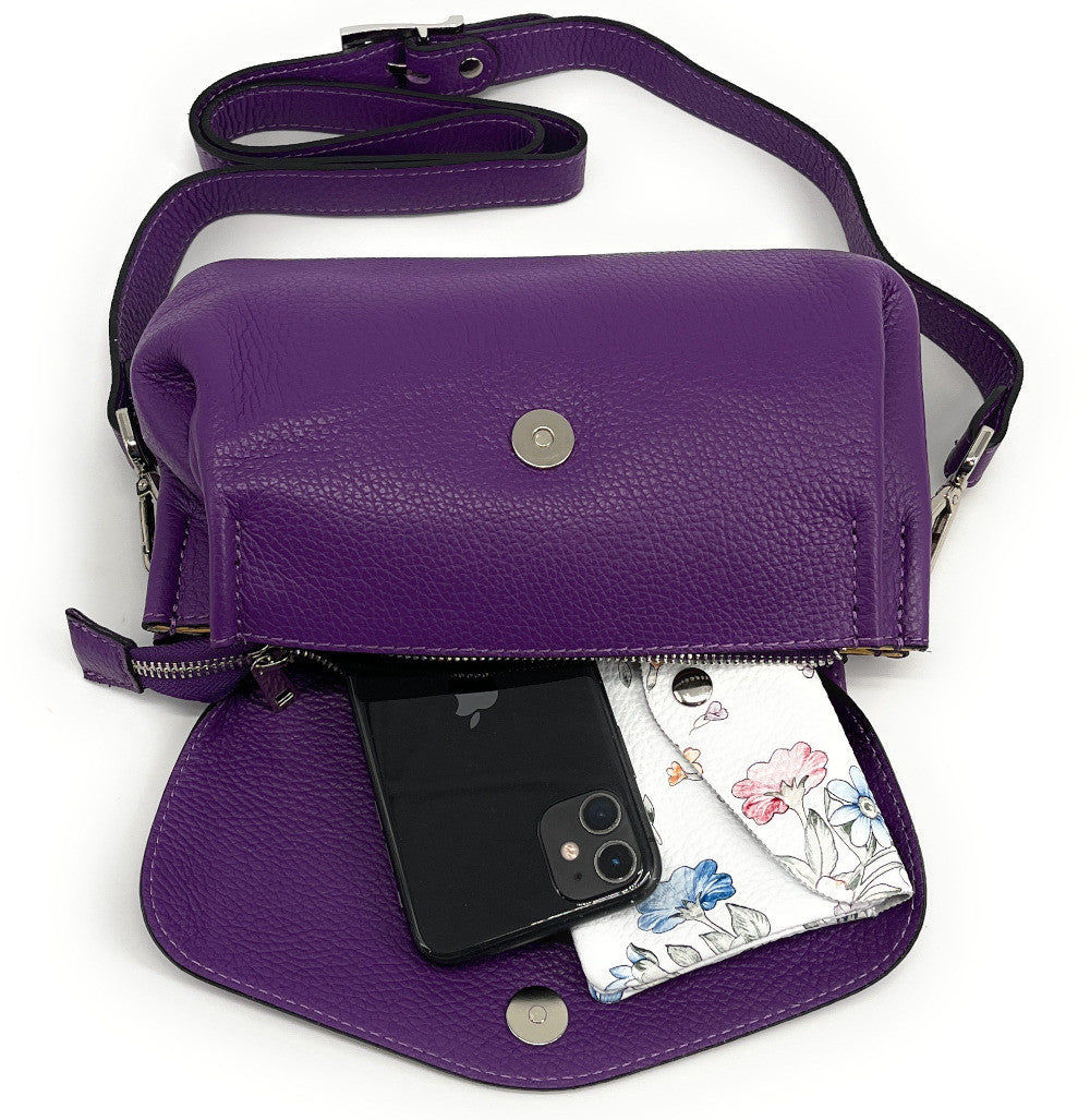 Sac trotteur en cuir grainé ORIGAMI Violet